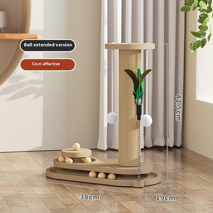 Solid Wood Cat Turntable Scratching Post - Durable Toy for Cats