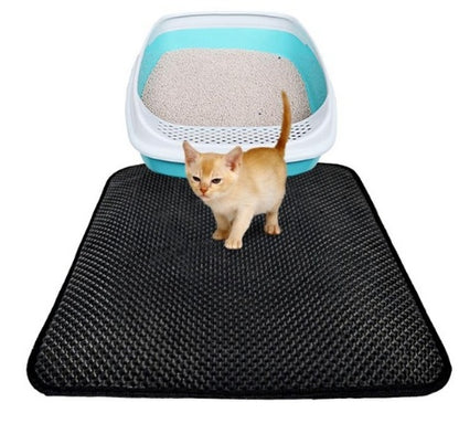 Double-Layer Waterproof Cat Litter Mat – Traps Litter, Easy to Clean, Foldable Optio