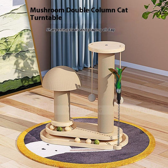 Solid Wood Cat Turntable Scratching Post - Durable Toy for Cats