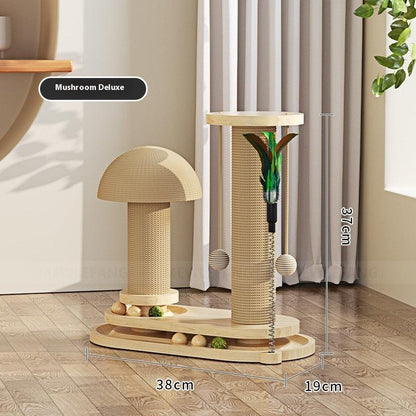 Solid Wood Cat Turntable Scratching Post - Durable Toy for Cats