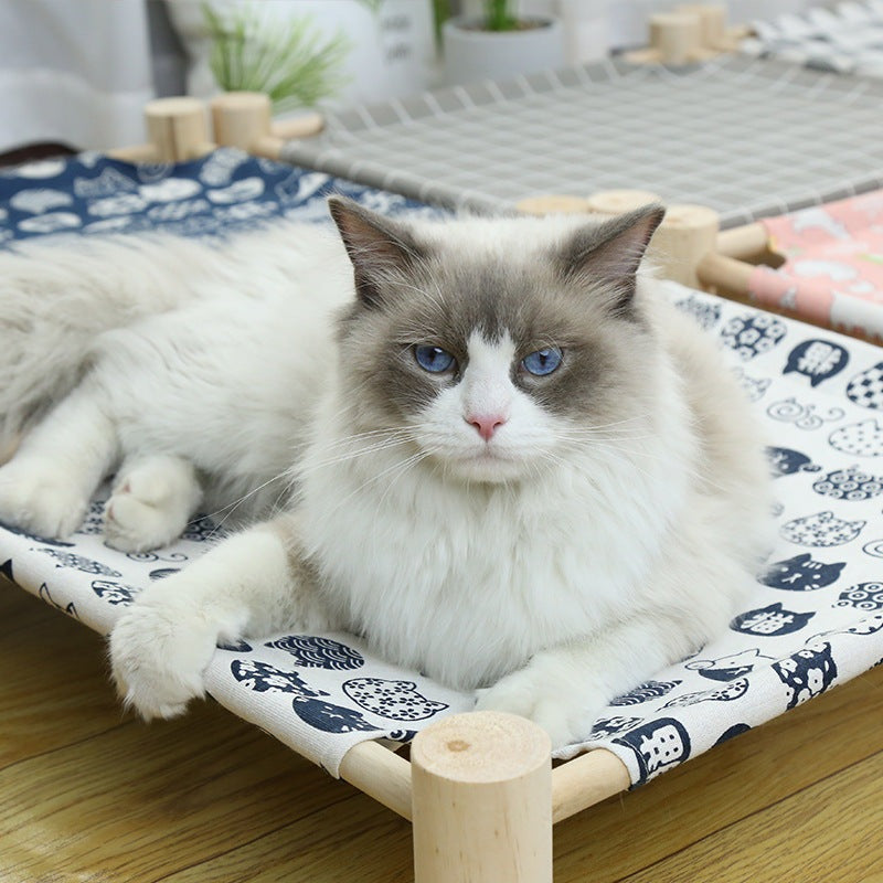 Pet wooden camping bed cat litter