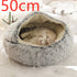 Pet Bed Round Plush Warm Bed House Soft Long Plush Bed 2 In 1 Bed