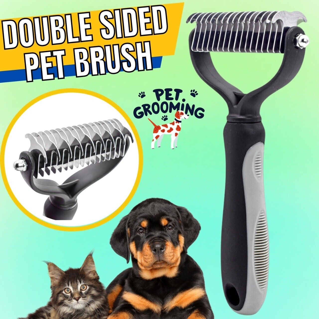 Professional Pet Grooming Tool 2 Sided Undercoat Dog Cat Shedding Comb brush