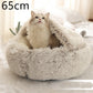 Pet Bed Round Plush Warm Bed House Soft Long Plush Bed 2 In 1 Bed