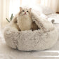 Pet Bed Round Plush Warm Bed House Soft Long Plush Bed 2 In 1 Bed