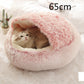 Pet Bed Round Plush Warm Bed House Soft Long Plush Bed 2 In 1 Bed