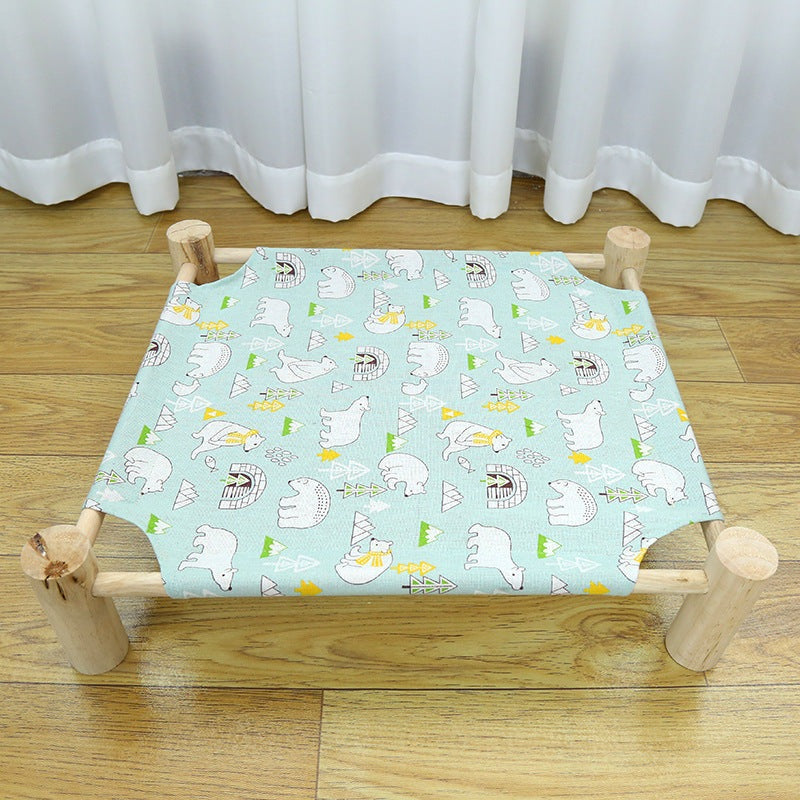 Pet wooden camping bed cat litter