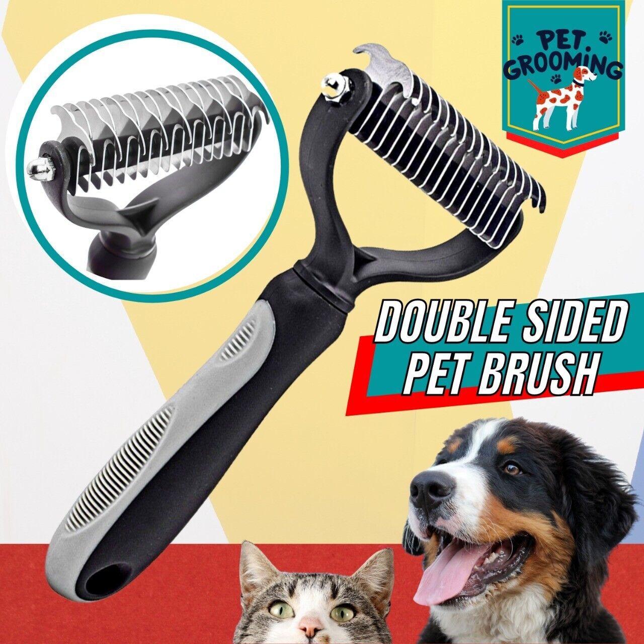 Professional Pet Grooming Tool 2 Sided Undercoat Dog Cat Shedding Comb brush