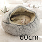 Pet Bed Round Plush Warm Bed House Soft Long Plush Bed 2 In 1 Bed