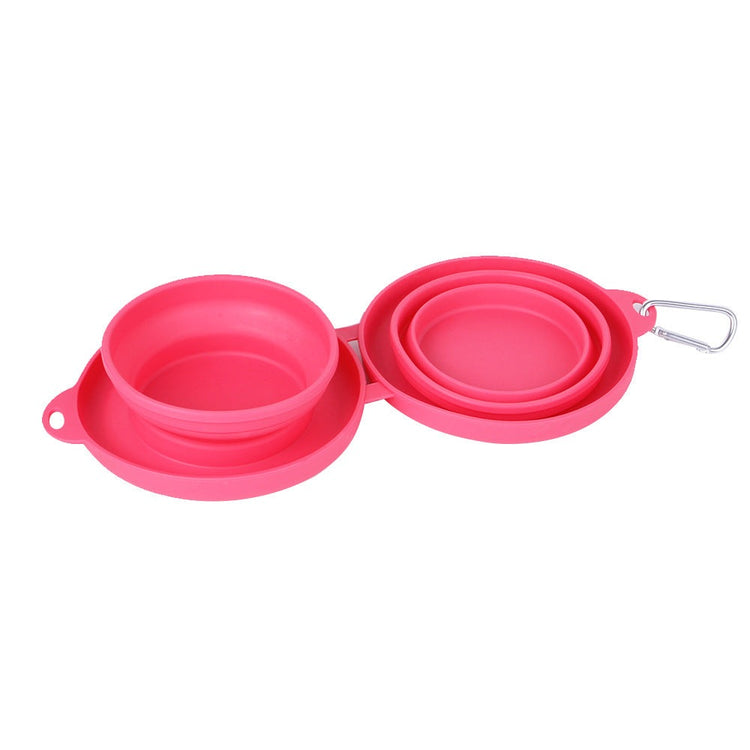 Rubber Foldable Double Bowl Pet Feeding Bowl