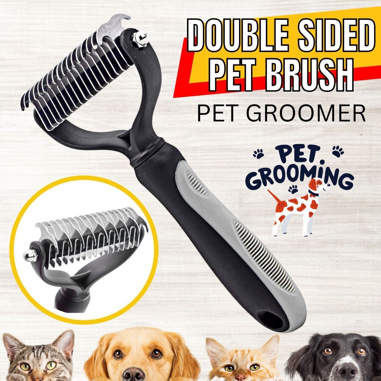 Professional Pet Grooming Tool 2 Sided Undercoat Dog Cat Shedding Comb brush