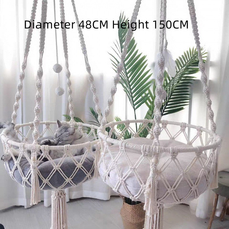 Handwoven Tapestry Cat Litter Boho Hanging Basket Swing